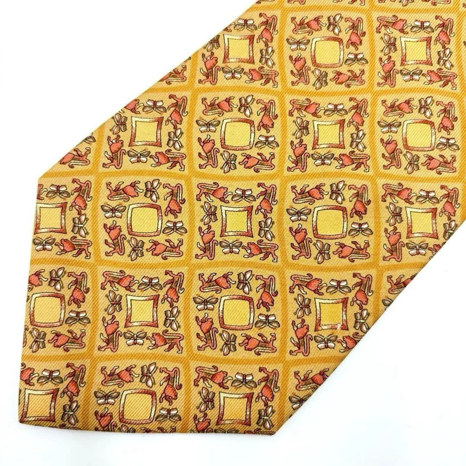 Corbata Salvatore Ferragamo Cuello Oro León Libélula Sin Usar Como Nueva Regalo Foto 4 de 4