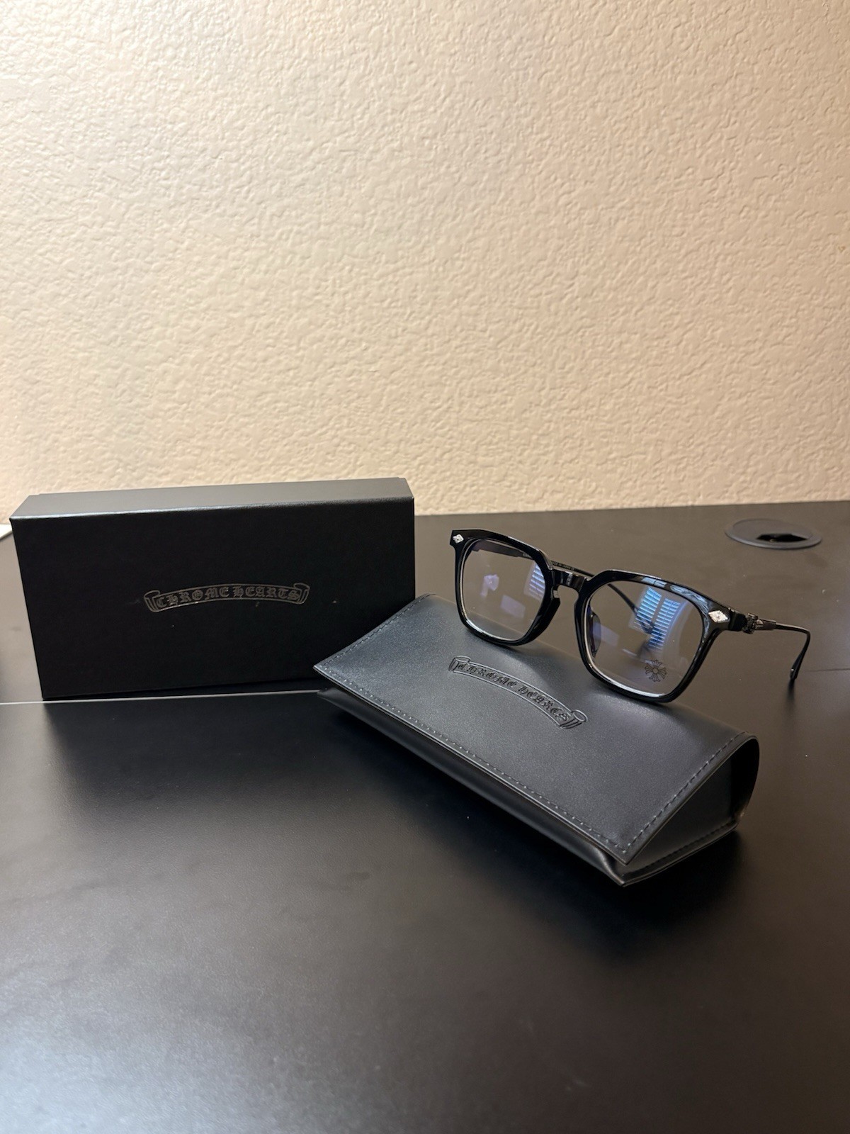 Chrome Hearts Full Rim Black Eyeglasses Metal Plastic Designer with Case & Box thumbnail 6