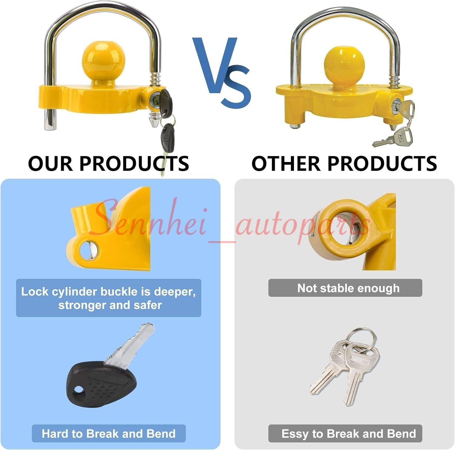 Trailer Lock Universal Adjustable Heavy-Duty Towing Hitch Lock Couple..