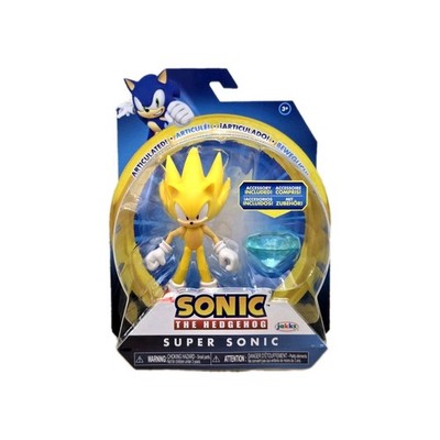 Jakks Pacific 4'' Sonic The Hedgehog SUPER SONIC + Light Blue CHAOS Emerald Set