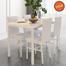 Juego de Comedor 4 Sillas y Mesa Elegante Moderno Faux Marble Top Kitchen Table