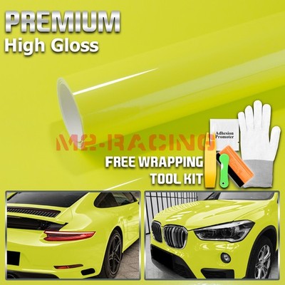 High Gloss Acid Lime Car Vinyl Wrap Sticker Decal Sheet Film DIY Air Release