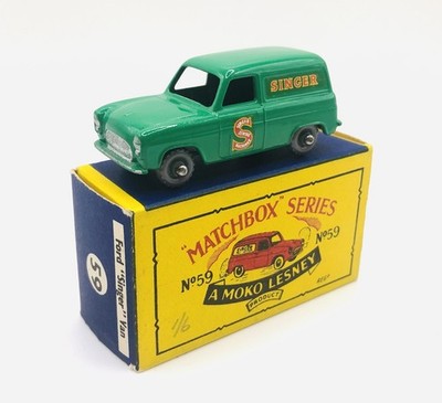 Matchbox RW No 59 Ford Thames Van  Singer  dark green GPW, MIB