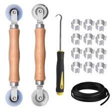 Window Screen Repair Kit Steel/Nylon Roller Tool Spline Hook 32ft Clips 12 PCS