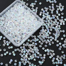 1000pcs 4 mm Bicone Crystal Beads Faceted Glass Small, AB