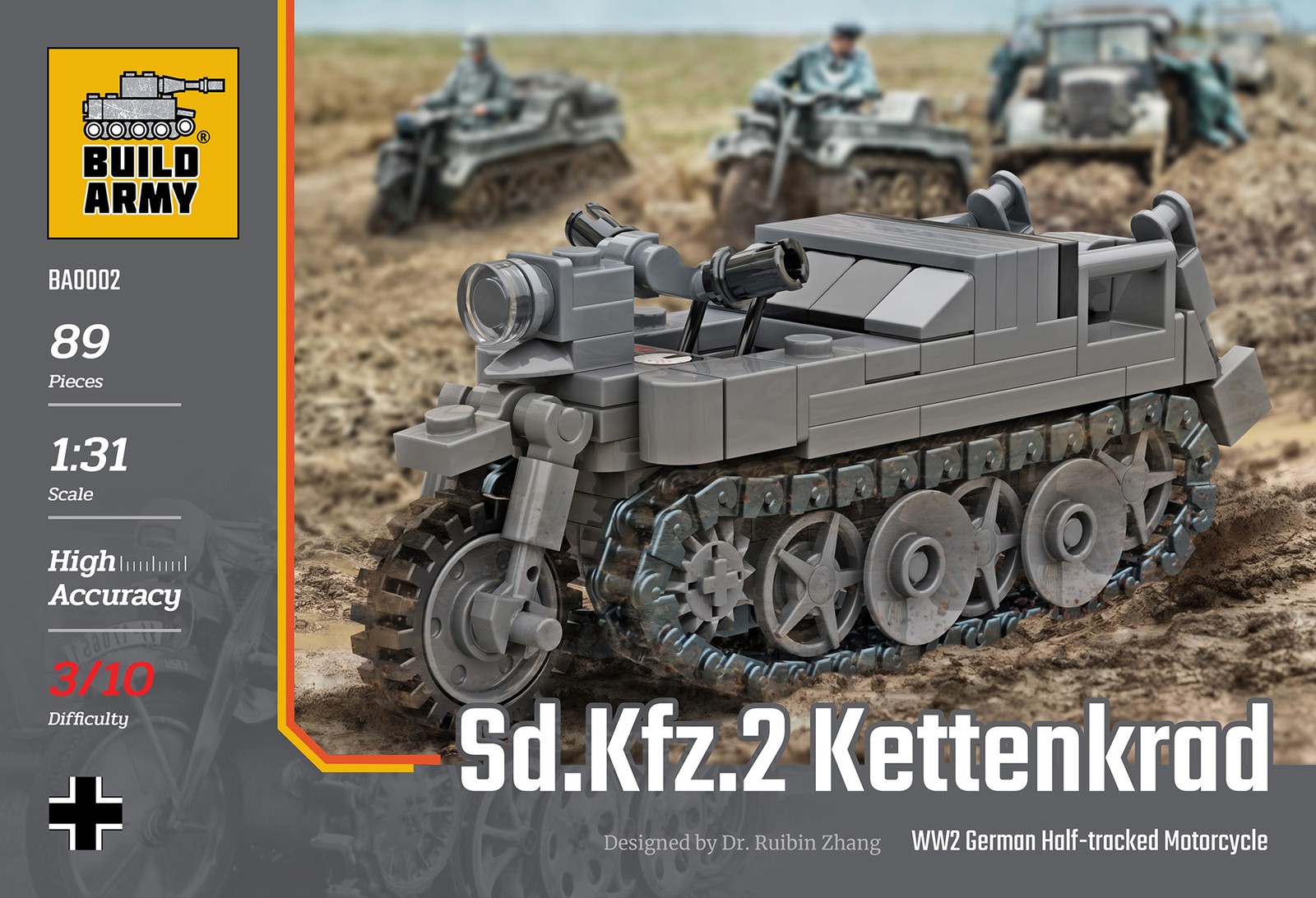 Build Army Kettenkrad Tracked Motorcycle Brick Build Model Kit