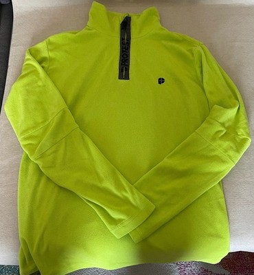 Neongrüner Fleecepullover mit Stehkragen kurzem Reißverschluss Gr. M von Protest