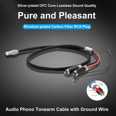 HiFi 5N OCC Silver Plate Tonarmkabel 5 Pin DIN zu Carbon Fiber RCA Phonokabel