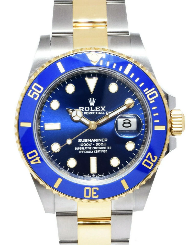劳力士 Submariner Date 18k 金钢陶瓷蓝色 41 毫米手表 B/P '22 126613