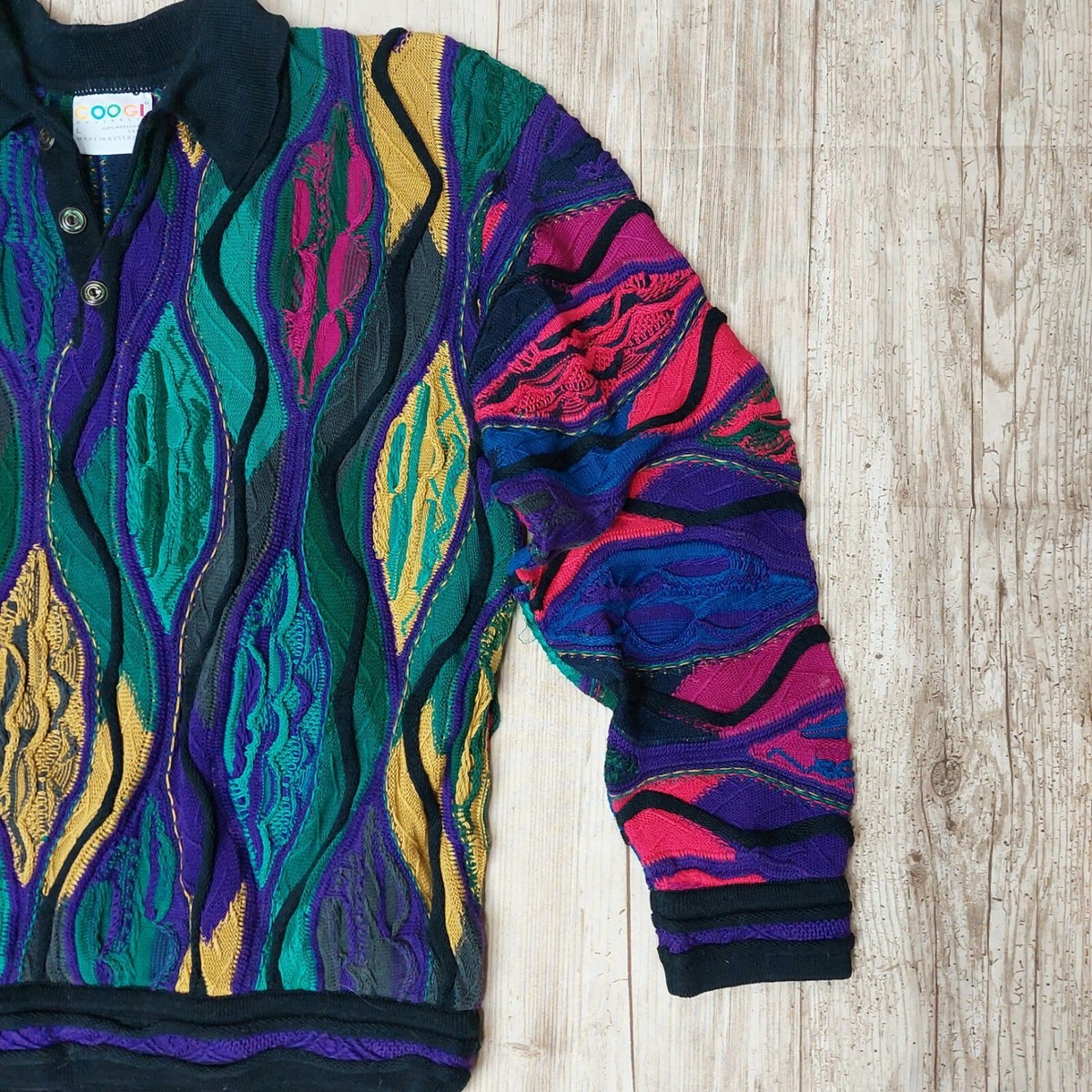 Vtg 90's Authentic COOGI Australia 3-Button Pull Over Sweater, Size Large |  eBay