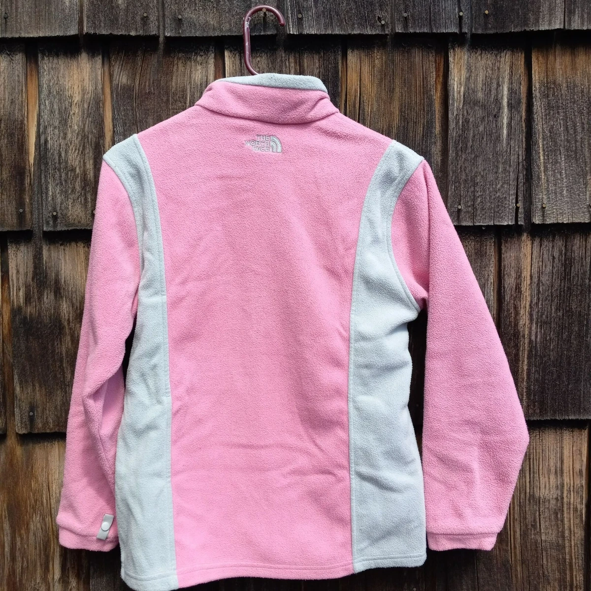 Girls North Face Pink Gray Full Zip Fleece Jacket Size Youth