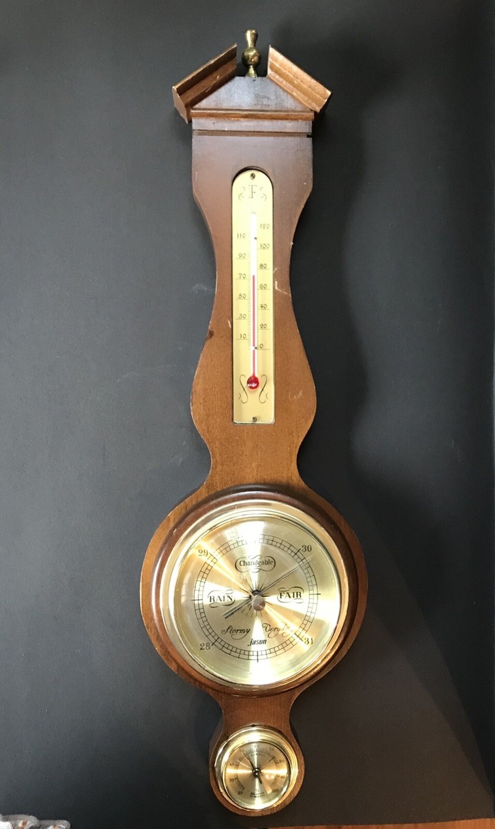 Jason Empire Thermometer, Barometer, And Humidity Reading Brass