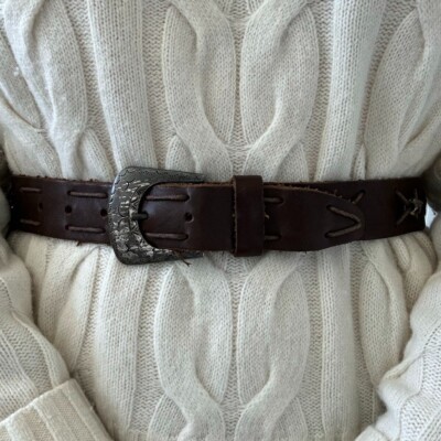 VINTAGE Express Leather Belt Epic Vintage Express Woven Black Leather Belt Size Medium - Etsy main image 4