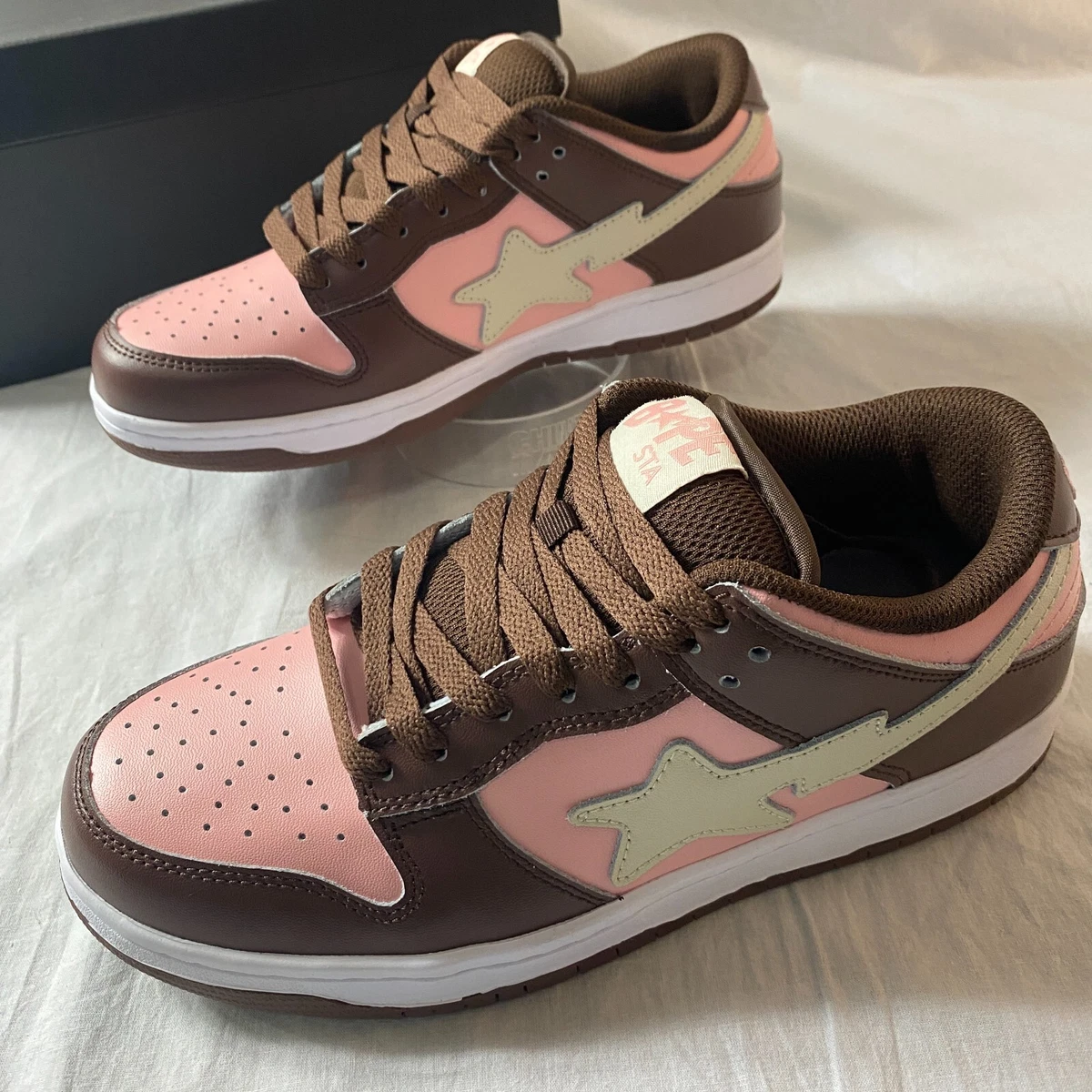Indigo Studios Custom Cherry Bapesta Inspired Size 7.5 Brown Pink Limited NEW