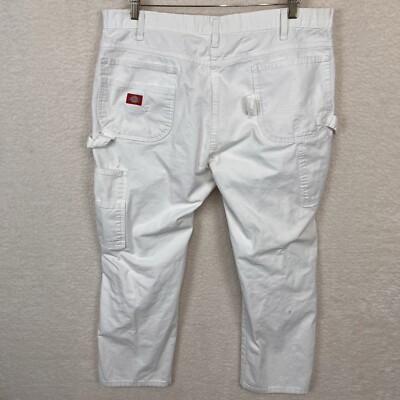 Dickies Pants Men s 40x30 White Painter Carpenter Distressed Stained Paint Work