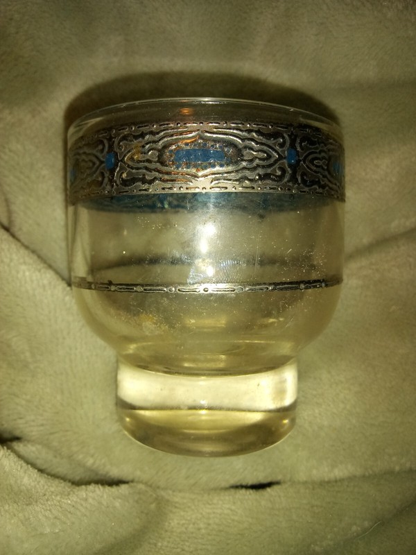 Vintage Gold Etched Low Ball Glass 