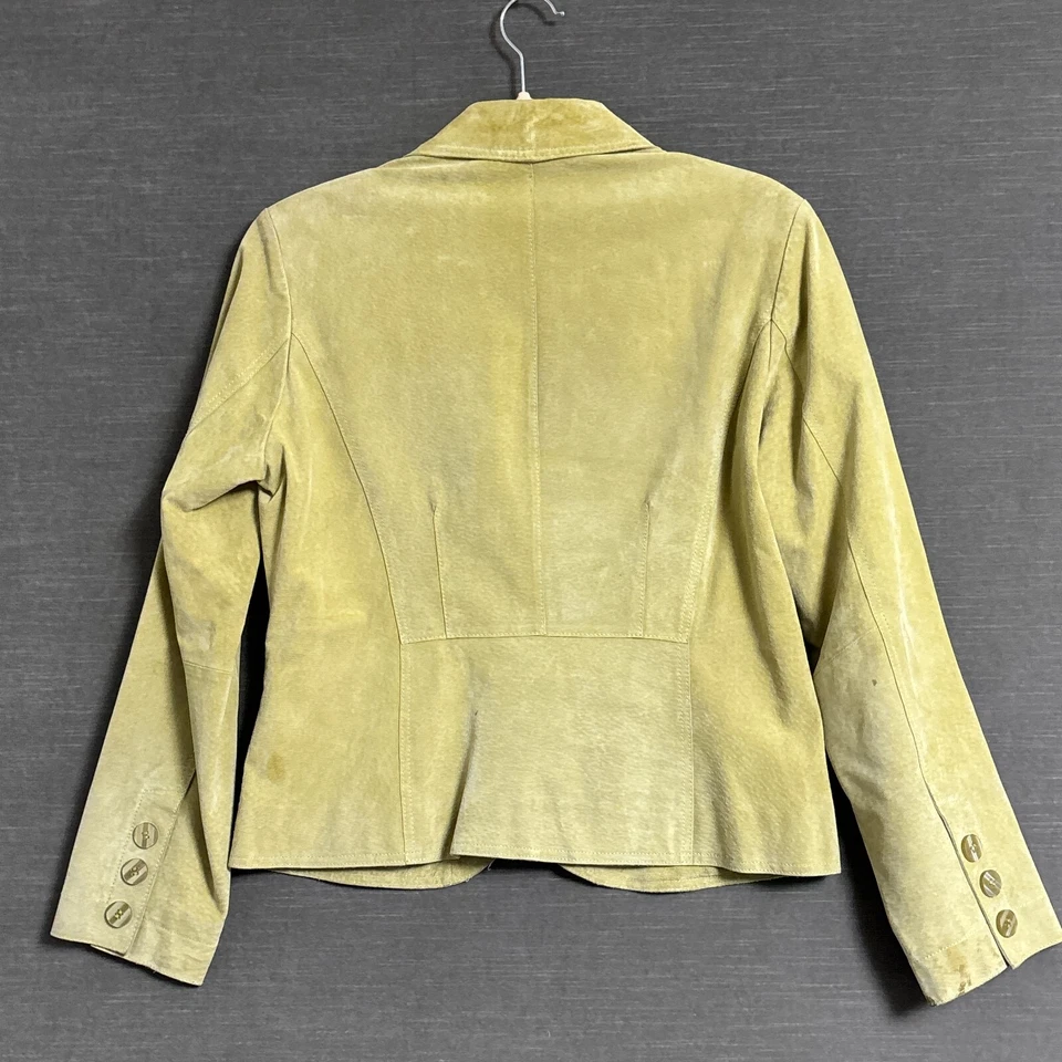 Blazer Vintage Coldwater Creek 10 Verde Amarillo Gamuza Chaqueta Western Años 90 y2k Foto 4 de 4