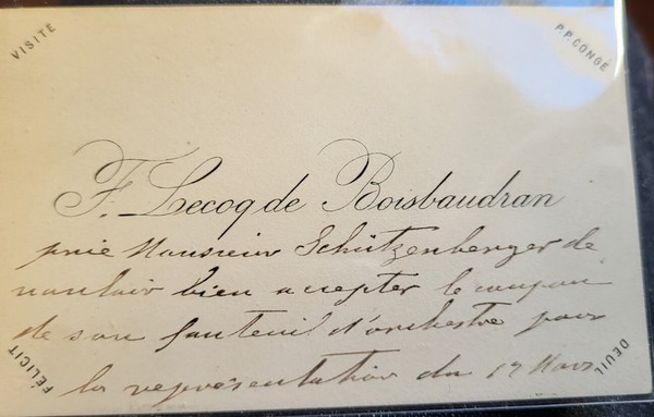 Paul Emile (François) Lecoq De Boisbaudran Calling Card and Signed Photograph