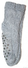 Christmas Stocking Stuffer Women's Gray Cable Knit Slipper Socks Sz 9-11