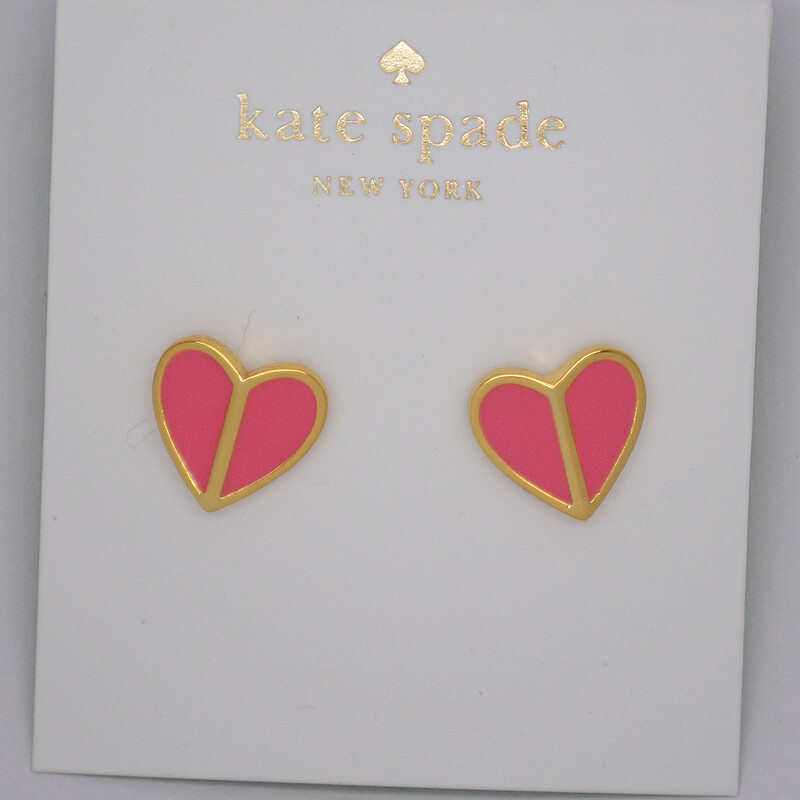 Kate Spade New York Jewelry Enamel Pink Gold Tone Paved Stud Heart