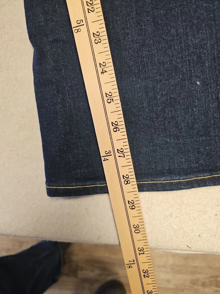 Eddie Bauer Size 14 Petit Slightly Curvy Slim Straight Jeans Blue Stretch Denim  - Image 2 of 4