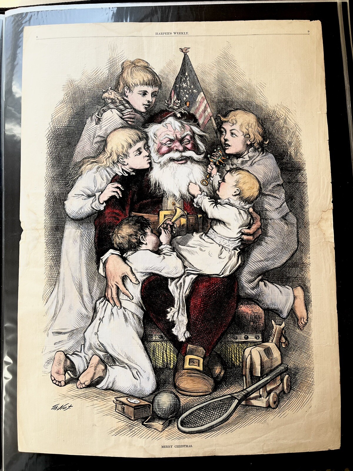 1879 HAND COLORED THOMAS NAST SANTA CLAUS HARPER S WEEKLY CHRISTMAS 1879 hand colored thomas nast santa claus harper s weekly christmas