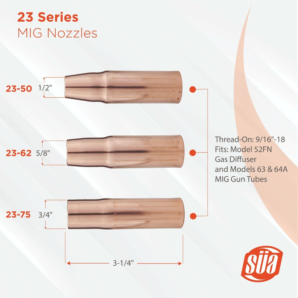 MIG Nozzles Replacement for LIN 200-400 & Tweco #2-#4 Guns - Model