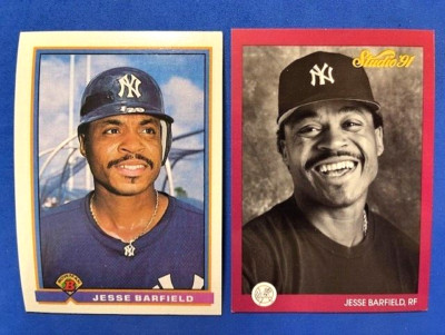 Jesse Barfield 1991 Bowman & 1991 Leaf Studio Baseball - Yankees