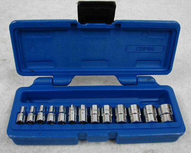 Cornwell Tools CBP1M 1/4" 13 PC Chrome Metric Shallow Socket Set Blue