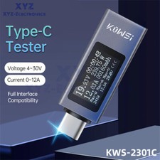 KWS-2301C 4-30V Digital DC Voltage Ammeter Power Meter Type-C Charging Tester