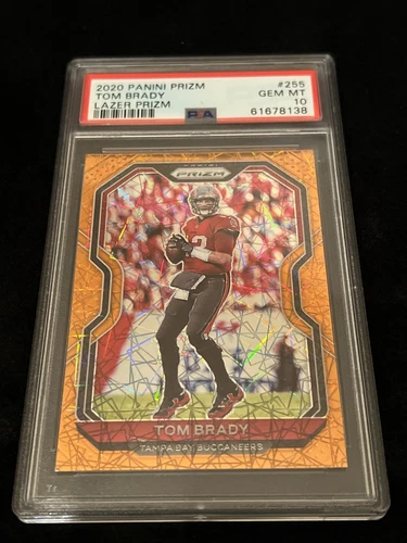 2020 Panini Prizm Football Tom Brady Orange Laser Prizm PSA 10 Buccs