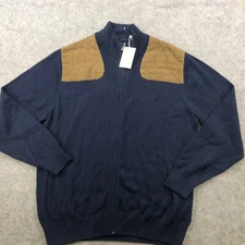 Southern Pines Sweater Mens Large Blue 1/4 Zip Padded Shoulder Knit Pullover