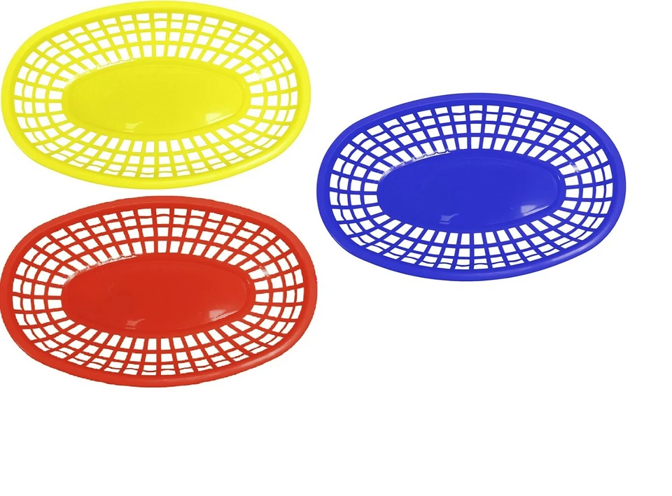 180x Party Plastic Sandwitch Baskets Food Trays Plates Red Yellow Blue Craft  - Image 2 of 4