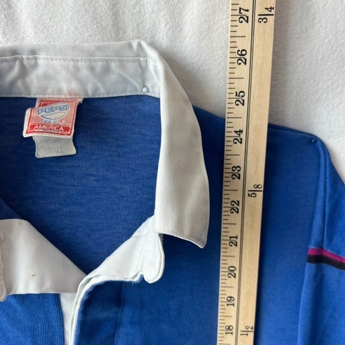 VTG 1980s PEPSI Rugby Polo Shirt Sz S Long Sleeve Color Block GRAIL - Picture 7 of 9