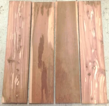FOUR BEAUTIFUL PIECES KILN DRIED RECLAIMED RED CEDAR LUMBER WOOD ~24"X 4"X 3/4"