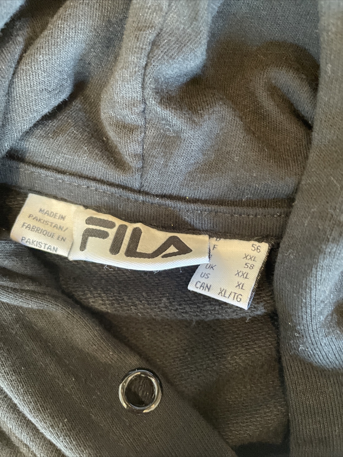 Felpa donna FILA nera oro con cappuccio giacca pullover taglia XL