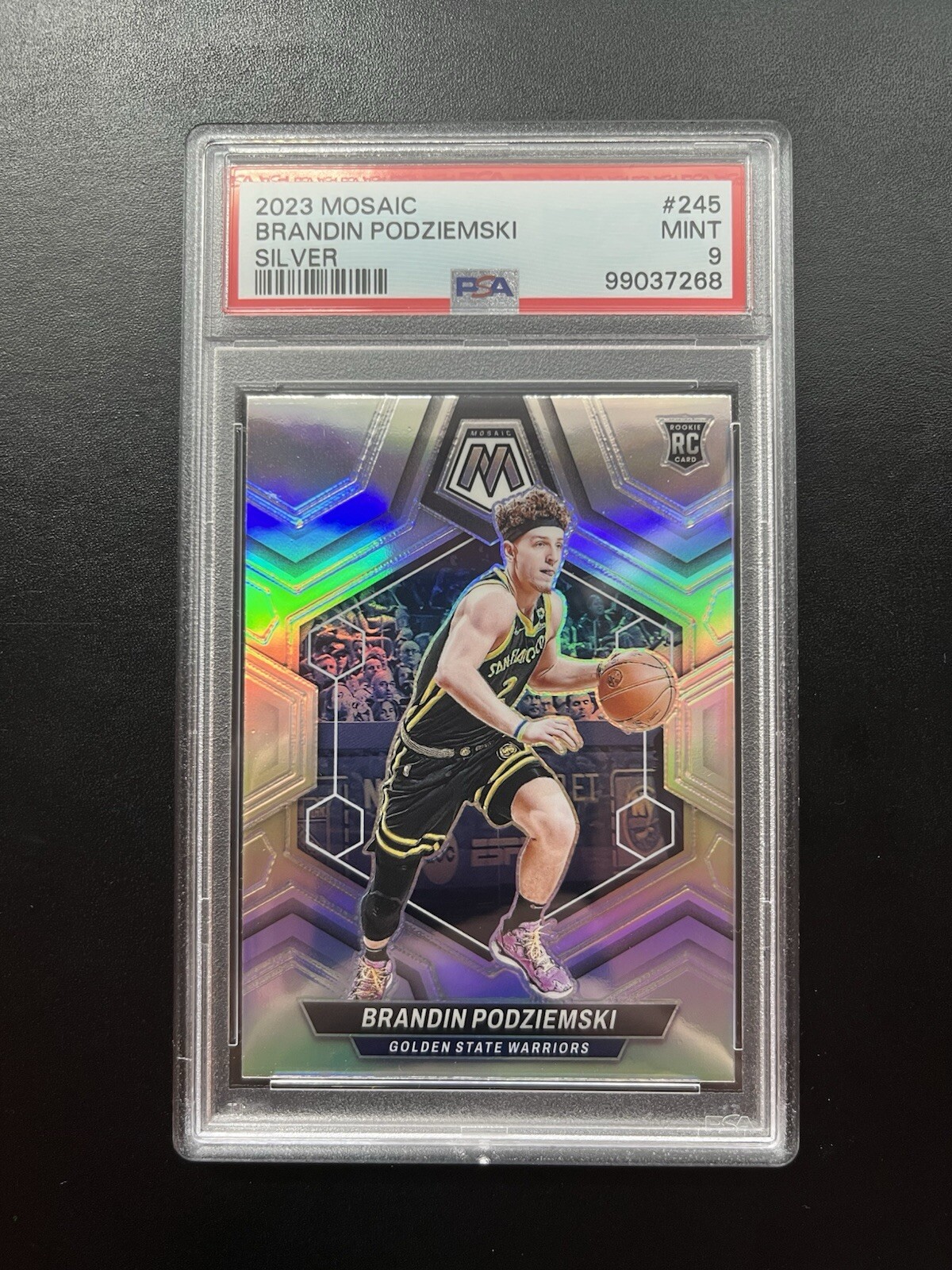 2023 Panini Mosaic Silver Prizm #245 Brandin Podziemski Warriors RC Rookie PSA 9