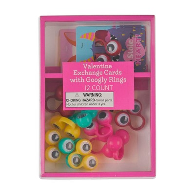 36 Valentine Day Classroom School Cards with Googly Eye Rings Gift Pack Exchange