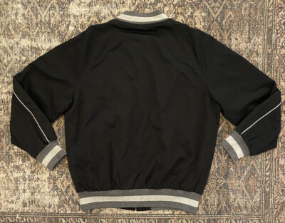Post Overalls Black Varsity Letterman Bomber Jacket SZ M