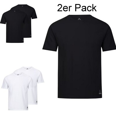2er Pack Reebok Crew Neck T-Shirt Herren Kurzarm mit Baumwolle