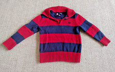 Boy's Chaps L/S Rugby Striped 1/4 Zip Pullover Sweater Sz 4