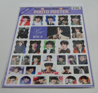 BTS V Photo Poster + Sticker Set Made in Korea Big Size | eBay
