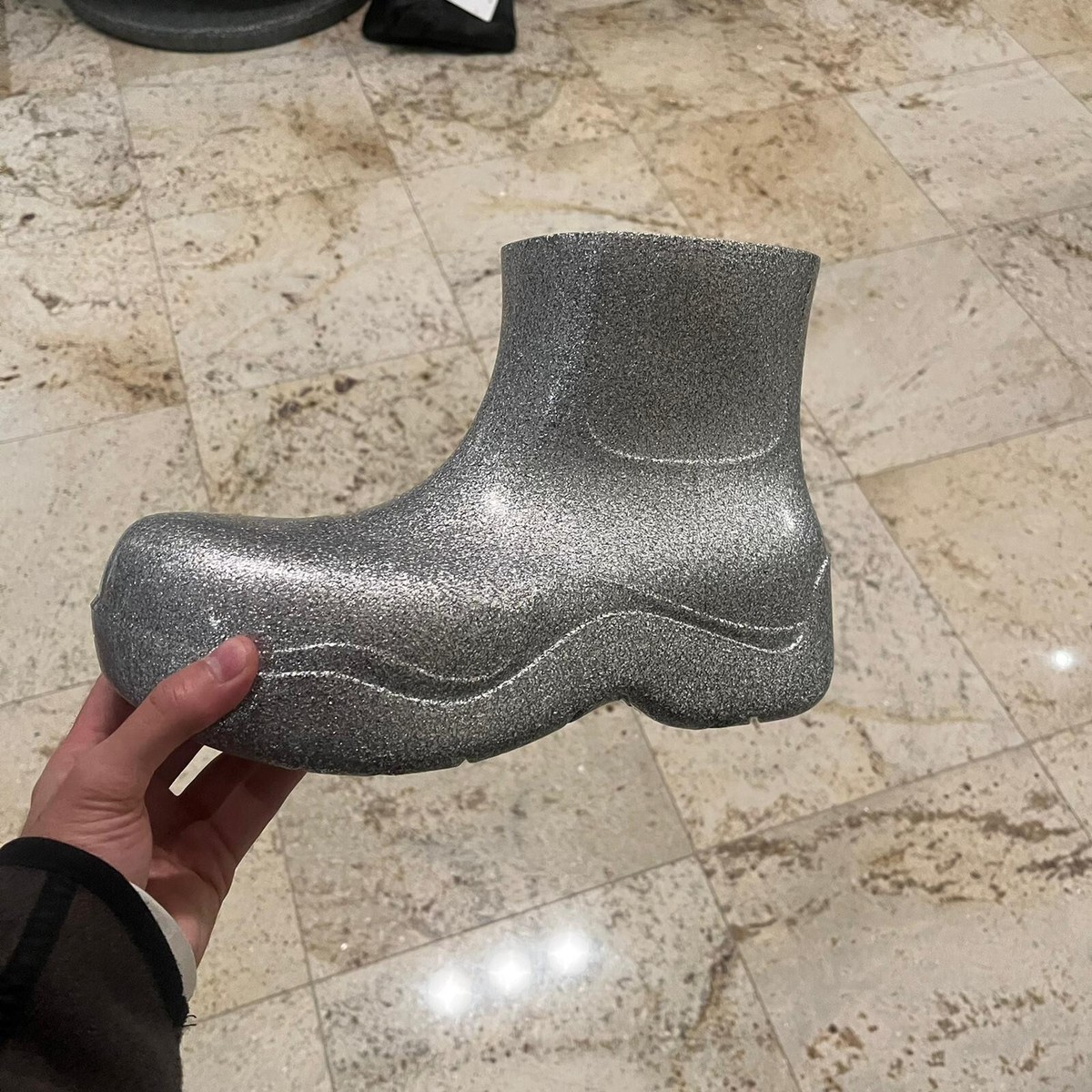 Bottega Veneta , Puddle Ankle Boots Spark Rubber in Silver , BNWB
