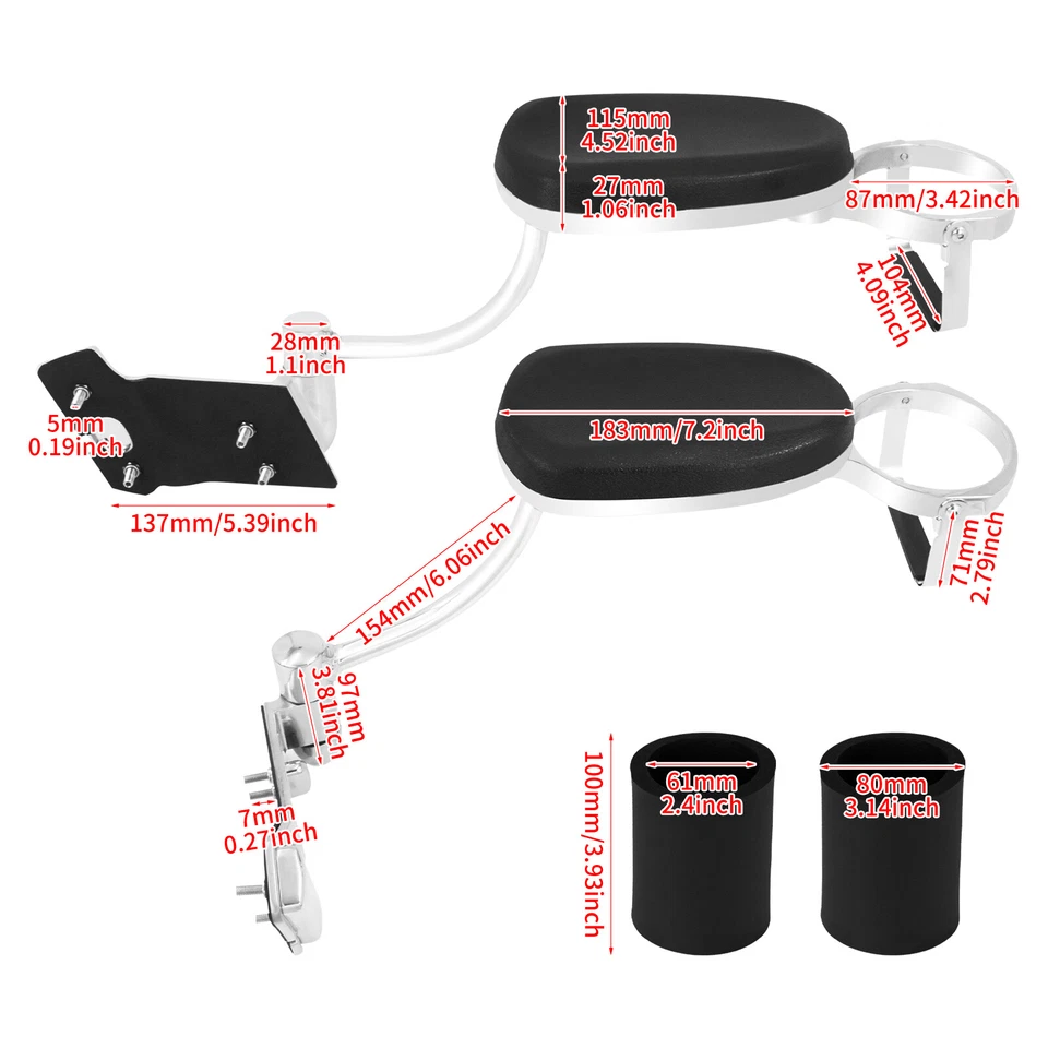 Reposabrazos de pasajero ajustables con portavasos para Honda 2001-2017 Goldwing GL 1800 Foto 2 de 4
