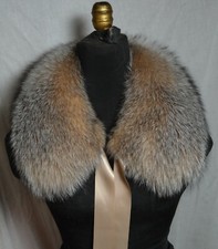 Real Crystal Fox Fur Collar with Ribbon Detachable Club Manufactured in US New