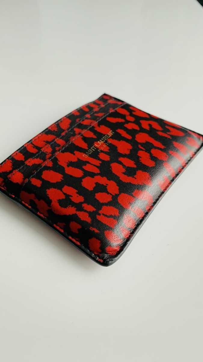 Authentic Saint Laurent Red Leopard Card Holder | eBay