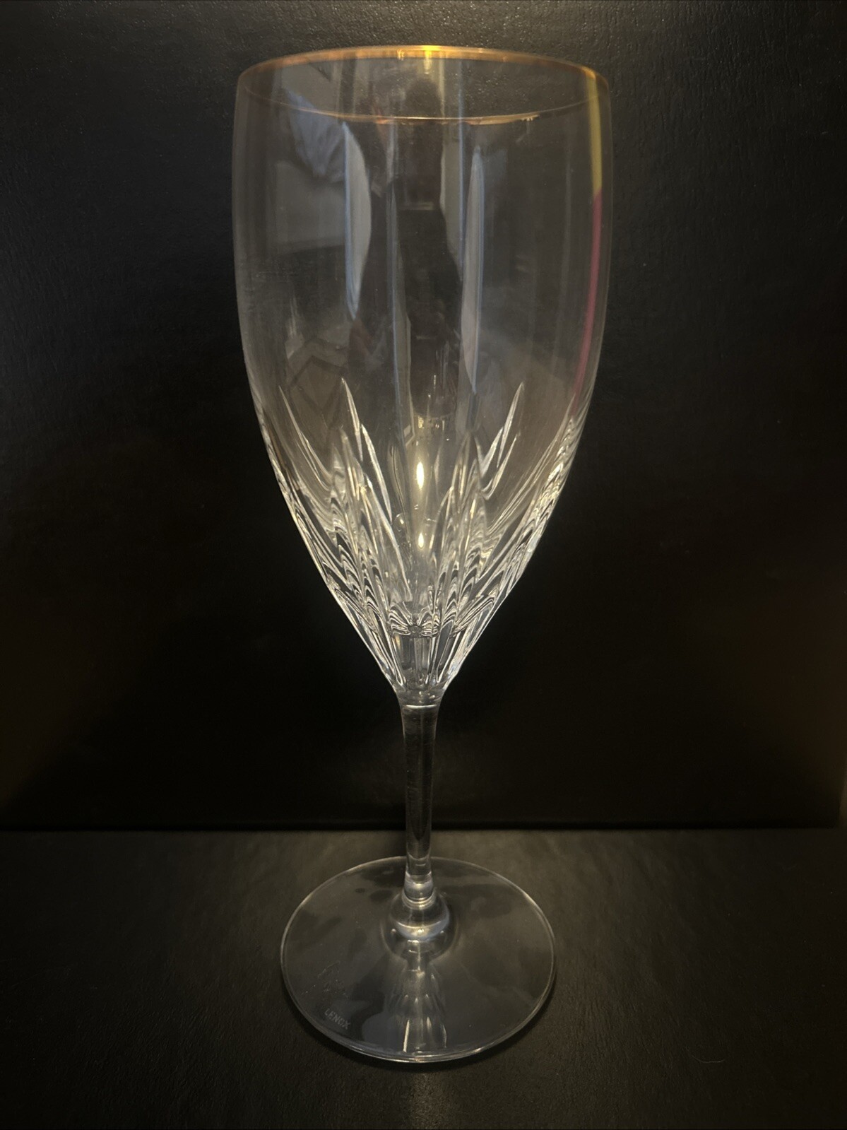 LENOX Firelight Gold Trim Crystal Wine Glass 8.25 Inch Tall