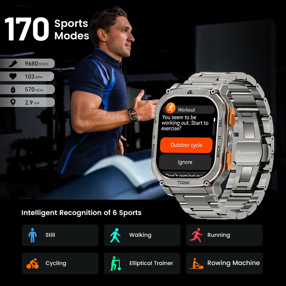 KOSPET® TANK M3 ULTRA GPS Smartwatch Herren AMOLED 1000nit Herzfrequenz 15 Tage - Bild 2 von 4