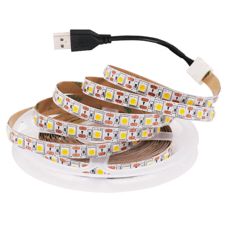 5V USB LED Strip Lights 5050 Flexible Tape Rope Lamp Self Adhesive Band Lighting - Image 2 of 4