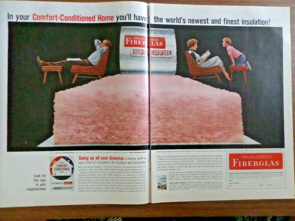 1958 Owens Corning Fiberglas Ad In your Comfort Conditioned Home
